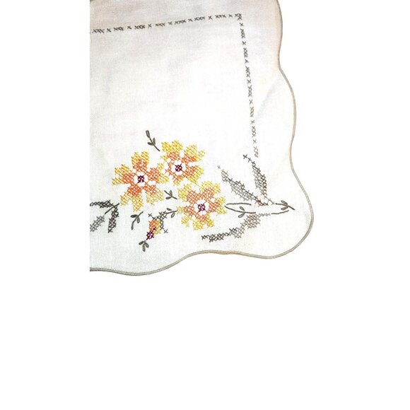 Elegant Vintage Hand Embroidered 8 Piece Linen Placemat/Napkin Modern Cottagecor - Picture 7 of 10